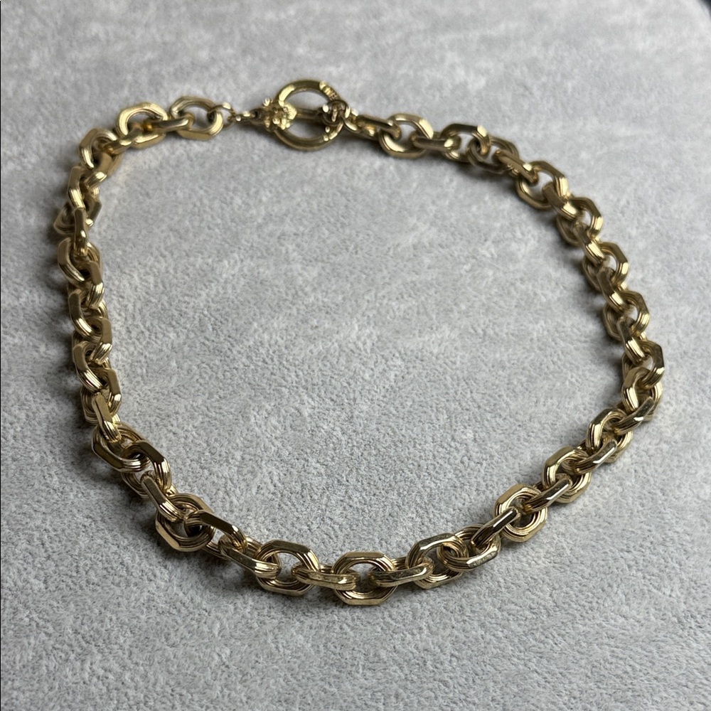 Vintage Anne Klein signed oval Goldtone Chain Necklace with lion clasp runway - Picture 10 of 13